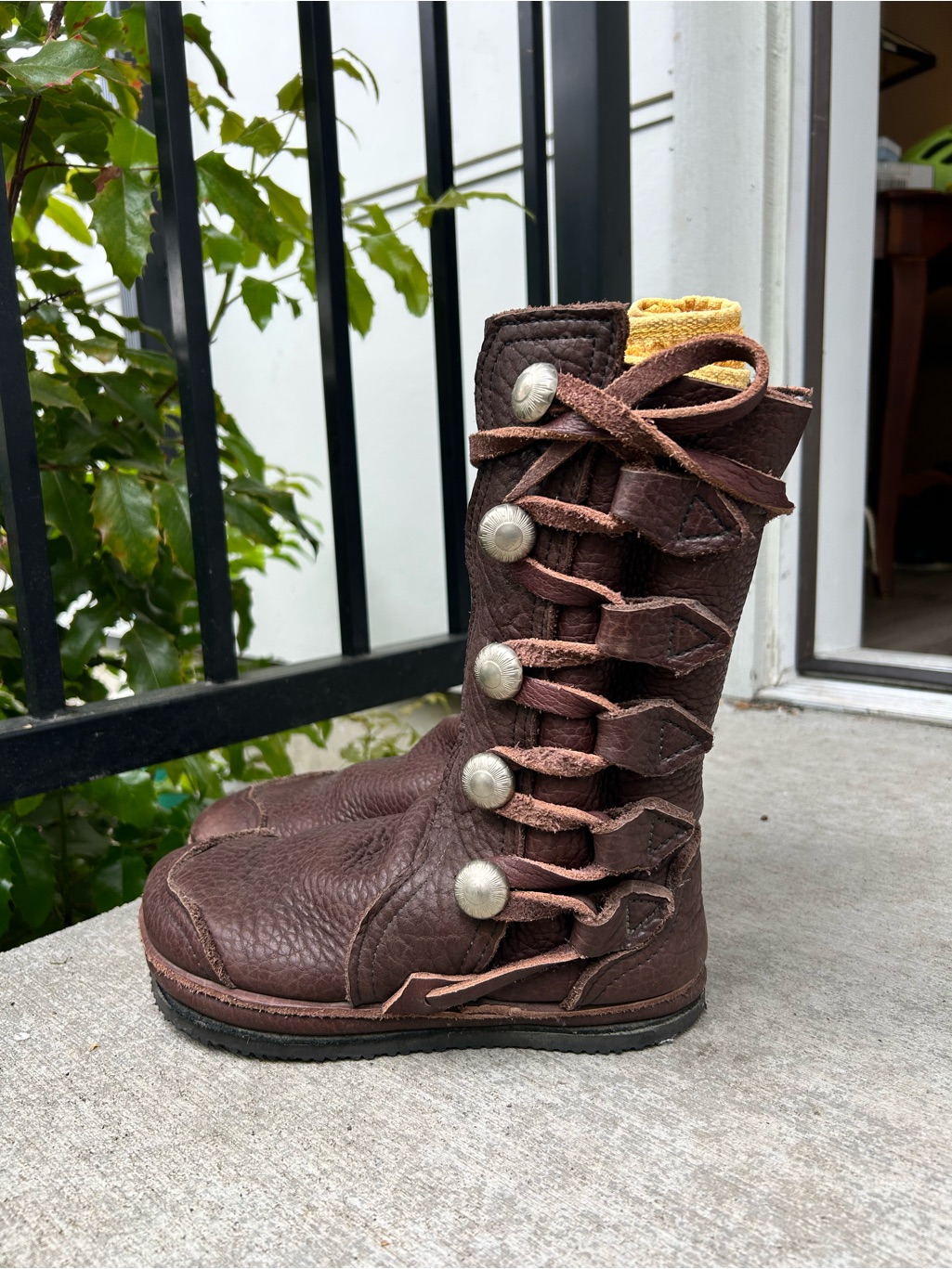Brown Leather Button-Up Handmade In California Renfair Boots